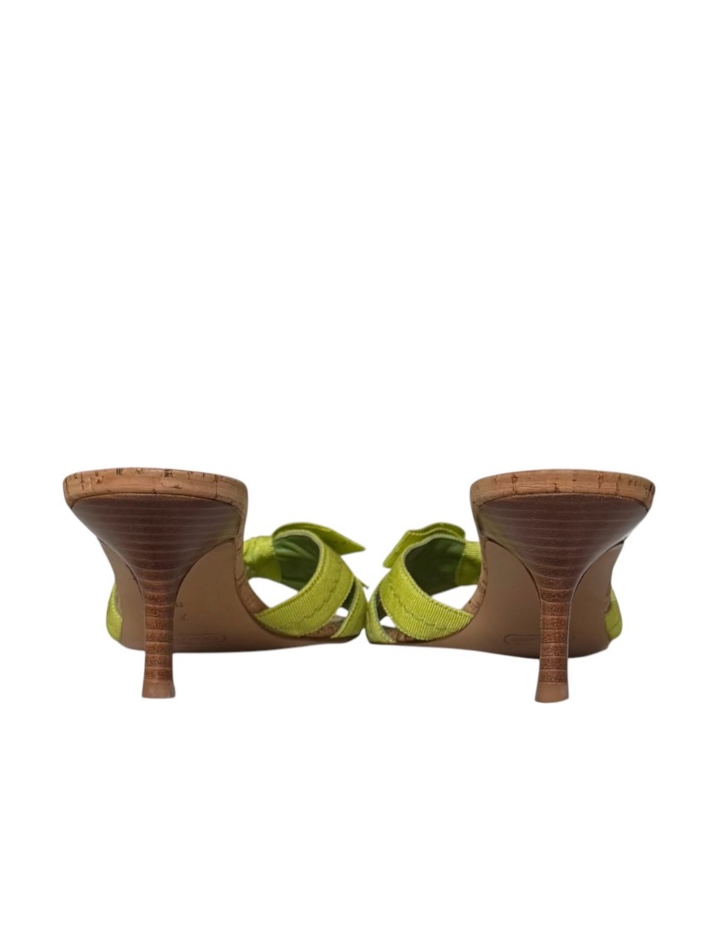 Coach Green Grosgrain Bow Kitten Heel Bree Mule Sandals Size 7 - Picture 7 of 9
